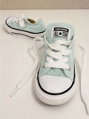 Converse Kids Low-Top Sneakers in Mint Green and White